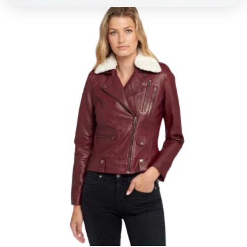 Rag & Bone Leather jacket with removable coller